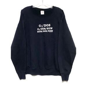 Vintage Delta USA Computer C Dos Run IT Tech Humor Black Sweatshirt Mens XL